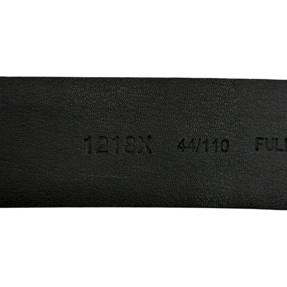 Italian Full Grain Leather Black Dress Belt Mens Size 44‎ Silver Buckle